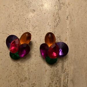 Vintage multcolor glass clip earrings.Appoximately 1 1/2” l & 1 1/4” w